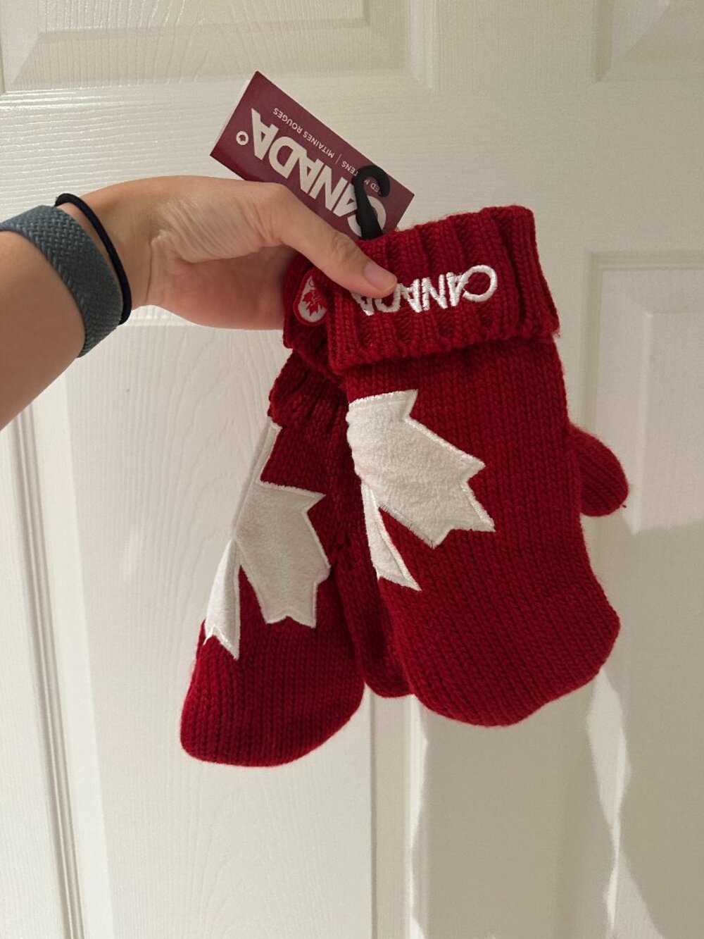 NEW with tags Hudson's bay company women's red and white mittens